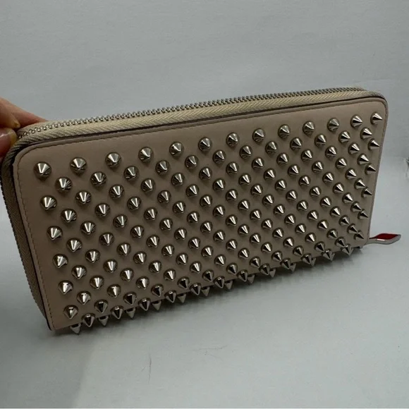 Christian Louboutin Blush zip around Studded Wallet